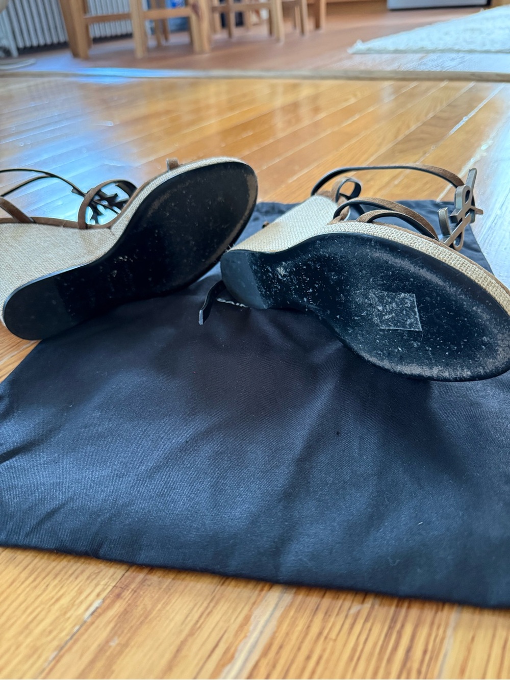 Saint Laurent Cassandra 105 Wedge Sandals Brown Suede Size 38 - Picture 5 of 11